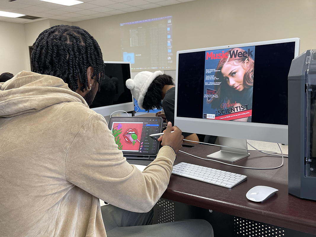 Student working at computer