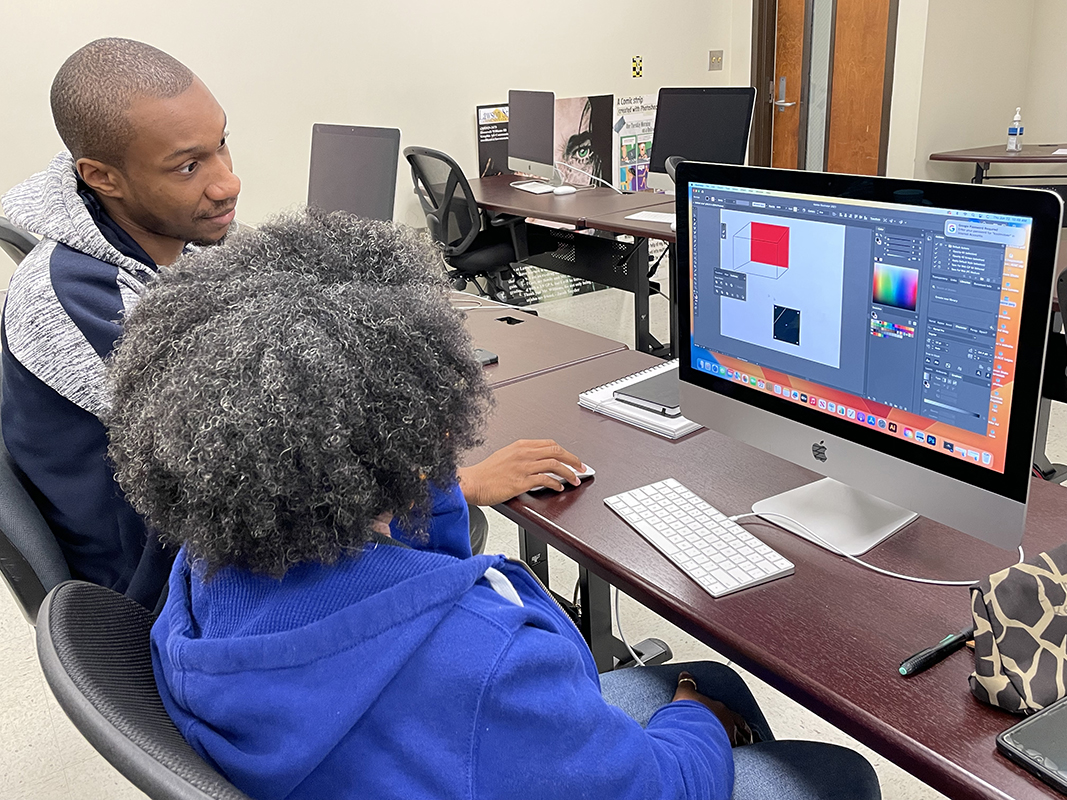 Student working at computer