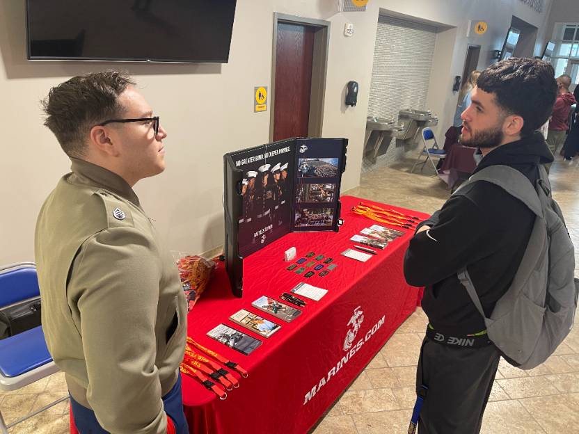 US Marines rep talks with Lawson student